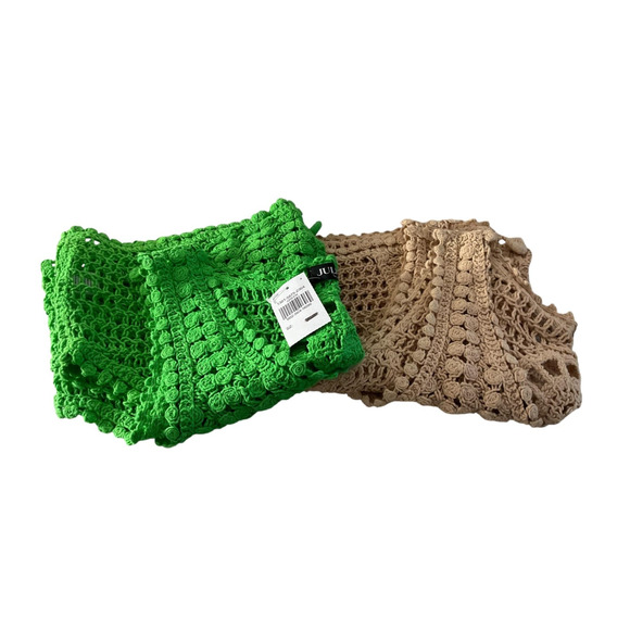 NWT Julia by LoveJ Womens Large Green Beige Crochet Vests Set Boho Sleeveless - Picture 13 of 13